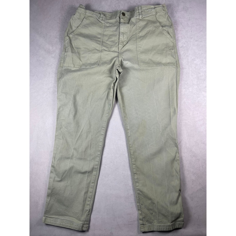 Knox Rose Womens XL Sage Green Utility Straight Leg Pants Stretch Cotton Cargo